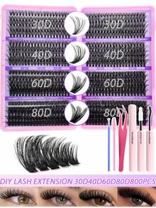Queenice 2560/800/160PCSLarge-Capacity False Eyelash Set: Mixed-Style Lash Extension Set With Natural/Dense/Extra-Thick/Manga Styles. Suitable For Parties, Festivals, Weddings. Reusable Individual Lashes - Multicolor - View 5