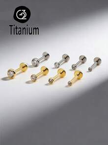 1pc ASTM F136 Titanium Zirconium 16G1. 2mm 2 - 4mm Titanium Cup-Shaped Ear Piercings Internal Thread Ear Bone Piercings Labret Jewelry