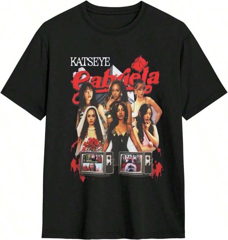 Katseye Beautiful Chaos Tracklist Shirt, Katseye Kpop Shirt, Katseye Gnarly Shirt, Gabriela Shirt, K - 黑色 10 - 查看 1