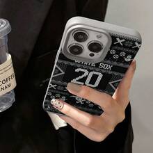 Funda para teléfono con patrón de punto de los White Sox Compatible con fundas para teléfonos   17  16 Pro Max  15 Pro Max  13 y  12 Diseño elegante y duradero, un regalo perfecto para fanáticos de los deportes, familiares y amigos - Gris - Ver 5