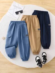 男童休闲工装裤三件套，时尚大口袋户外运动风抽绳裤，百搭又酷炫 - 彩色 - 查看 7