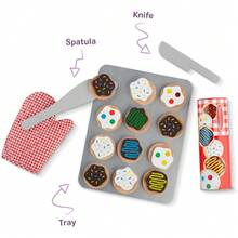 JCH- and Doug Juego de Imitación Para Cortar y Hornear Galletas Alimentos de Juguete Juguete de Madera 29 Piezas - como en la foto - Ver 7