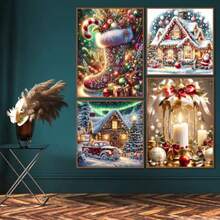 ccNEGEKFKX - Paquete de 4 kits de arte de diamantes de Navidad para adultos principiantes kits de pintura de diamantes de invierno para adultos kit de arte de diamante 5D decoración del hogarnn