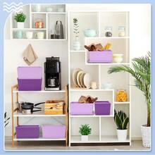 6 Pcs Storage Bins With Lids Small Plastic Storage Containers Stackable Storing Baskets Box Cute Organizer Bins For Organizing Shelves (Purple Series) - PurpleSeries - View 4