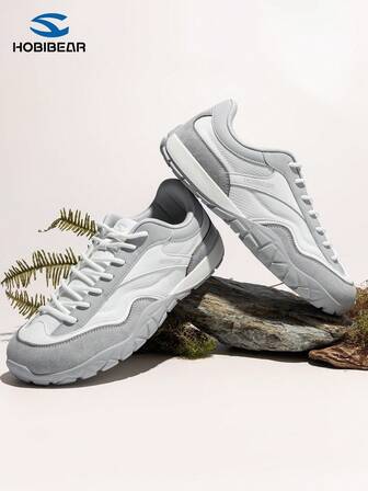 HOBIBEAR 新款男士复古系带宽楦休闲运动鞋，百搭纯色，适合户外运动、健身房、通勤等场合。