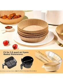 25/50/100片装方形一次性空气炸锅衬垫，空气炸锅纸篮烤盘，烤箱配件，烘焙工具，厨房小工具 - 彩色 - 查看 4