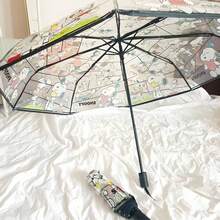 1PC Snoopy Pattern Foldable Umbrella Cute Transparent Umbrella, Suitable For Women And Girls Cute Full Print Snoopy Design - Super Eye-Catching With Playful Cartoon Details! - Multicolor - View 4