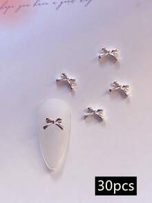 30个小号合金蝴蝶结美甲装饰，Y2K朋克风丝带美甲配件，美甲产品，美甲饰品，DIY美甲配件，适用于美甲沙龙，美甲装饰