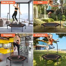 Trampoln Porttil y Plegable, Trampoln Fitness de 48 Pulgadas con Mango Ajustable para Uso en Exteriores e Interiores, Capacidad de Peso 130 kg - Naranja - Ver 6