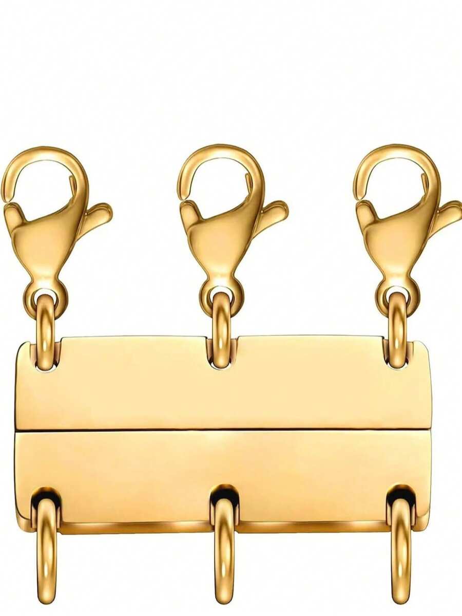 3-Layer Magnetic Necklace Clasp, 18K Gold And Silver Color, Necklace Layering Separator And Extender - Gold - View 1