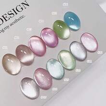 6件/套 2025新款 12ml容量 情人节礼物 夏季梦幻婚礼蕾丝亮片超亮细闪糖果冰透明不对称闪片玻璃纸凝胶指甲油 - 彩色 - 查看 46