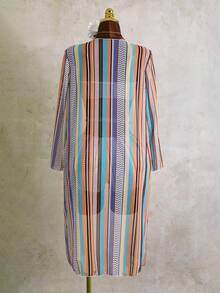 女士条纹比基尼三件套（含罩衫），本地快速发货 - 彩色 - 查看 2