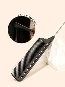 Peine con punta resistente a altas temperaturas, peine profesional para peinado, cardado, permanente, rizado, peine con púas de acero de punta afilada - Multicolor - Ver 2