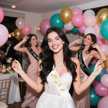 3/7/15 件套新娘及伴娘丝带头巾和眼镜套装 - 婚礼派对丝带套装 | 单人派对伴娘丝带，适合闺蜜团体、新娘礼物、伴娘礼物等。 - 彩色 - 查看 6