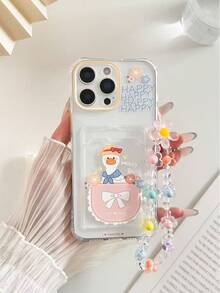 1pc Cartoon Duck Painted Transparent Card Holder Multifunctional Wallet With Wrist Strap, Thick Shockproof Phone Case Compatible With IPhone 17/17Pro/17ProMax, 16/11/16Pro/16Plus/16ProMax/16e, 15ProMax, 13/14/12/XS/XR/7G/8P, Galaxy S25/S25PLUS/S25 Ultra, A16/A36/A26/A56/A50, 11/12Pro/12/12X/13Pro/14Pro/15Pro/X3pro, Redmi 10/9/Note9/12c/Note11pro/Note8Pro/9C/9a - Multicolor - View 4
