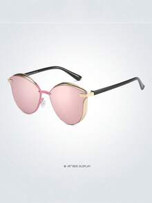 1 Par de Óculos de Moda Estilo Olho de Gato com Metal Espelhado para Mulheres, Óculos de Moda Elegantes e Retrô Minimalistas, Novos Óculos da Moda, Óculos de Moda Vintage Redondos e Coloridos de Alta Qualidade - Multicolorido - Visão 8