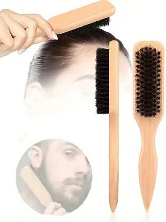 1pc Boar Bristle Smooth Backcombing Comb, Suitable For Creating Sleek Ponytails, Taming Frizzy Flyaways, Controlling Hairline - Wide-Tooth Comb, Can Be Used For Backcombing And Volumizing Styles, Convenient For Sectioning And Parting, Creates Smooth, Sleek Hairstyles, Makes Hair Smooth And Non-Frizzy, Suitable For Men And Women - Wooden Handle, Halloween/Christmas Costume Accessory, Hairstyling Tool, Beauty, Hair Accessory ,Hair Styling Kit ,Hair Tool Kit