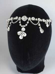 Bridal Wedding Crystal Glass Fairy Tassel Headpiece, High-End; European & American Style Forehead Chain Water Drop Headband - Multicolor - View 9