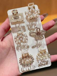 6pcs Women's Fashion Pearl Hair Clips, Elegant Chic Korean Style Hair Accessories, Versatile For All Seasons Women Hair Claws Elegant Claw Clip - Multicolor - View 2