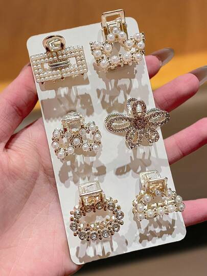 6pcs Women's Fashion Pearl Hair Clips, Elegant Chic Korean Style Hair Accessories, Versatile For All Seasons Women Hair Claws Elegant Claw Clip
