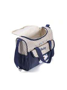 时尚多功能单肩妈妈包；轻便便携妈妈包；可爱小熊多隔层斜挎尿布包 - 藏蓝色 - 查看 7