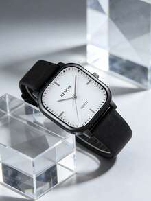 3pcs/Set Retro Minimalist Men's Wrist Watch Set, Featuring Square Dial Design With Blue, Brown And Black Interchangeable Straps. The Elegant Design Makes It Suitable For Daily Commute, Casual Outings And Other Occasions.