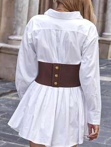 1 chiếc thắt lưng corset kiểu punk màu nâu cà phê thời Phục Hưng dành cho nữ, có dây rút điều chỉnh được, phù hợp cho đêm Halloween hoặc trang phục hàng ngày. - Cà phê nâu - Xem 4