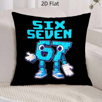 1pc Meme 67 Six Seven Italian Brainrot Short Plush Pillow Cover Pillow Case Cushion Cover Double-Sided Printing Zipper Closure Machine Wash For Sofa Living Room Bedroom Decor Party Office Home Decor(Pillow Inserts Not Included)