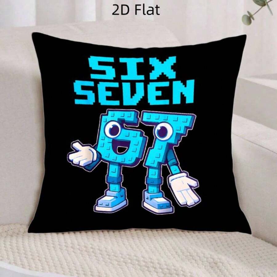 1 szt. Meme 67 Six Seven Italian Brainrot krótka pluszowa poszewka na poduszkę, dwustronny nadruk, zapięcie na zamek błyskawiczny, możliwość prania w pralce, do sofy, salonu, sypialni, biura, na imprezę, do domu (wkładki do poduszek nie są dołączone) - Wielokolorowe - Zobacz 1