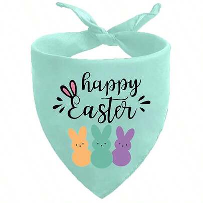 Easter Dog Bandanas, Cute Bunny Rabbit Pattern Pet Scarf Bibs, Washable Triangle Dog Kerchiefs Set For Small Medium Large Dogs Cats, Spring Holiday Puppy Costume Accessories (Mint Green)