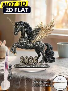 1pc Pink Pony 2026 Desktop Decor, With Pink, Gold, White Elegant Pony "2026" Design Pattern, Suitable For Room, Home, Office Desk Multi-Purpose, Best New Year Gift For Grandchildren, Gift For Horse Riding Enthusiasts - Colorful - View 7