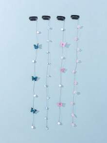 4个女士优雅亚克力珍珠蝴蝶结发夹