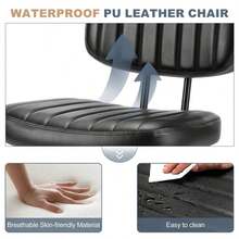 Sweetcrispy Armless Home Office Chair Ergonomic Desk With Comfy Low Back Lumbar Support, Height Adjustable PU Leather Computer Task With 360 °   Swivel Wheels, Small Space, Kids And Adults - 白色 - 查看 10