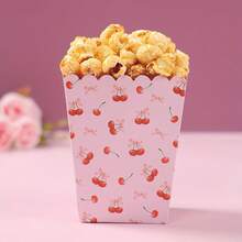 10pcs Pink Cherry Popcorn Boxes Fruit Theme Party Decorations For Birthdays, Weddings, Bridal Showers & Shower - High-Quality Paper Tableware For Festive Dining & Celebrations, Celebration Accessories | Paper Party Boxes, Popcorn Party Decorations - Multicolor - View 3