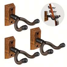 1/2/3pcs-Guitar Wall Mount With Rotating Hooks, Suitable For All Sizes Of Guitars, Zebra Wood Guitar Wall Bracket, Compatible With Acoustic Guitars, Electric Guitars, Electric Basses, Violins, Ukuleles, And Other Instruments - Multicolor - View 15