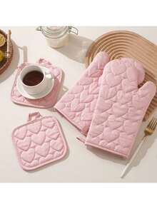 Bộ 4 món gồm găng tay lò nướng dài, ngắn và kiểu miệng vịt, chịu nhiệt cao đến 500°F, dày dặn, thích hợp cho nhà bếp. - Nhiều màu - Xem 2