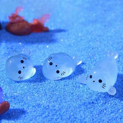 30/20pcs Luminous Mini Resin Seal Figurines - Creative Desktop Home Decor - Random Cute Cartoon Animal Models
