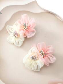 Süße Mesh-Blumen Haarschmuck für Teenager, feenhafte rosa & weiße Ins-Style Haarspangen, Alltagstragen & Fotoshooting Kopfschmuck - Verschiedenfarbig - Übersicht 8