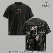 1pcRetro Baldwin IV "The Leper King" The Crusader King And His Holy Army Vintage Washed T-Shirt Hoodie Tank Top Sweatshirt|  Jerusalem Cross Medieval Christian Streetwear| Medieval Cross Armor Glory Of God Outfitgraphic Tee Graphic Tee - Tee Wash V1 - 查看 6