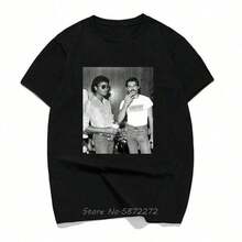 Michael Jacksons & Freddie Mercurys T-Shirt New S T Shirt Men Cotton O-Neck Tshirt Hip Hop Tees Tops Clothing - 黑色 - 查看 1