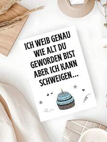 1张个性化高品质厚纸德语生日贺卡（含信封） - 祝您好运，适合送给家人/朋友及任何人，完美的生日礼物 - 彩色 - 查看 5