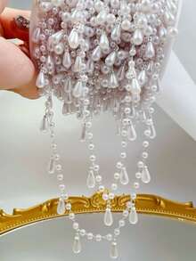 1m ABS Faux Pearl Water Drop Pearl Tassel Chain, Suitable For DIY Jewelry Making, Necklace, Bracelet, Clothing Accessories - JTT1822 - View 13
