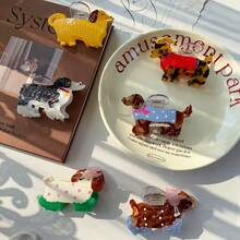 1pc New Cute Dog Acetate Hair Claw Clip, French Animal Hair Clip, Cartoon Adorable Hair Claw Clip For Ponytail, Hair Claw, Kawaii Cat Acetate Hair Clip, Personalized Cute Dog Acetate Hair Claw Clip, New Cute Border Collie Hair Claw, Cartoon Animal Hair Clip, Acetate Dog Hair Claw Clip, Bow Smile Happy Dog Hair Claw Clip, Animal Hair Accessories, Dopamine Delicate Hair Claw Clip, Acetate - Multicolor - View 12