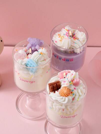 1个铁罐装小熊巧克力冰淇淋香氛蜡烛，创意优雅的装饰，营造浪漫氛围，适合节日、庆典、摄影道具、馈赠亲友。