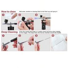 Portable Airbrush Kit With Compressor, Gravity Feed Airbrush, USB Rechargeable Cordless Air Compressor With Cleaning Air Brushes For Painting, Nail Art, Model Coloring, Makeup - Blacklist + Brush - View 7