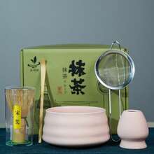 1件/4件/5件套抹茶碗陶瓷日式抹茶搅拌器套装，竹制抹茶勺，抹茶刷，松台茶道礼盒，返校套装，节日礼盒 - 彩色 - 查看 5