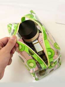 1pc Transparent Waterproof Multifunctional Cosmetic Bag, Portable Travel Makeup Brush Organizer, Cartoon Large Capacity Stationery Pouch, Toiletry Bag