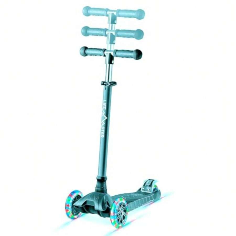 JCH-Scooter and Toddler 3 Wheel Kick Scooter LED Wheel Lights Illuminate When Rolling Adjustable Handlebar Indoor and Outdoor - by Lifemaster - verde azulado - Ver 1