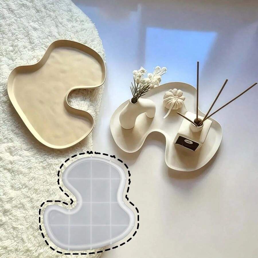 DIY Resin Mold Simple L-Shaped Dish Storage Tray, Gypsum Epoxy Mold Asymmetrical Plate Home Decor, Silicone Mold Suitable For Handmade, Daily Storage Plate Making - Pallet Mould - View 1