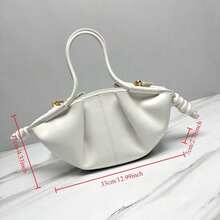 White Knot Handle Leather Bag For Women, Minimalist Boho Crossbody Tote With Gold Hardware, Soft Pleated Shoulder Bag, Everyday Handbag - Blanco - Ver 4